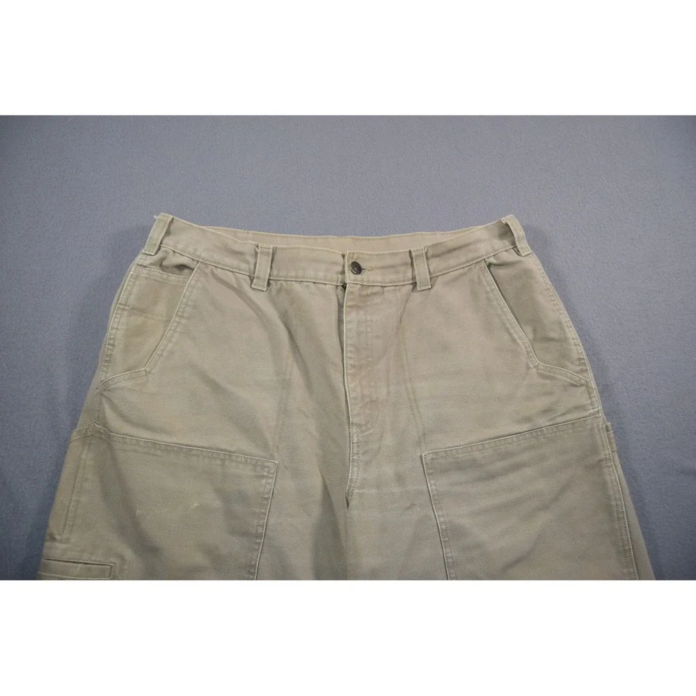 Gander Mountain Pants Mens 36x30 Khaki Canvas Double Knee Workwear Heavyweight
